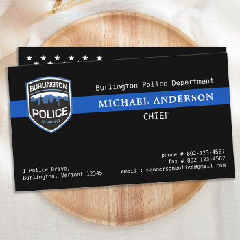 Thin Blue Line Law Enforcement Custom Logo Police  Business Card by BlackDogArtJudy at Zazzle