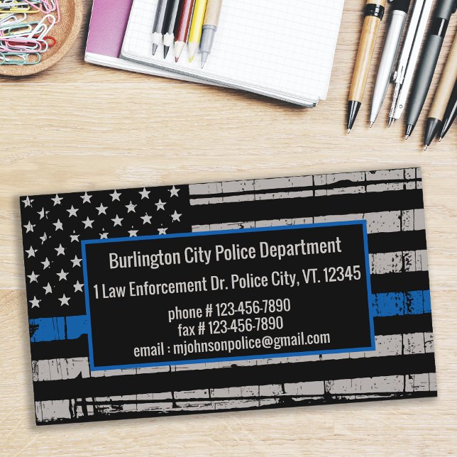 Thin Blue Line Law Enforcement Department Police Business Card (Creator Uploaded)