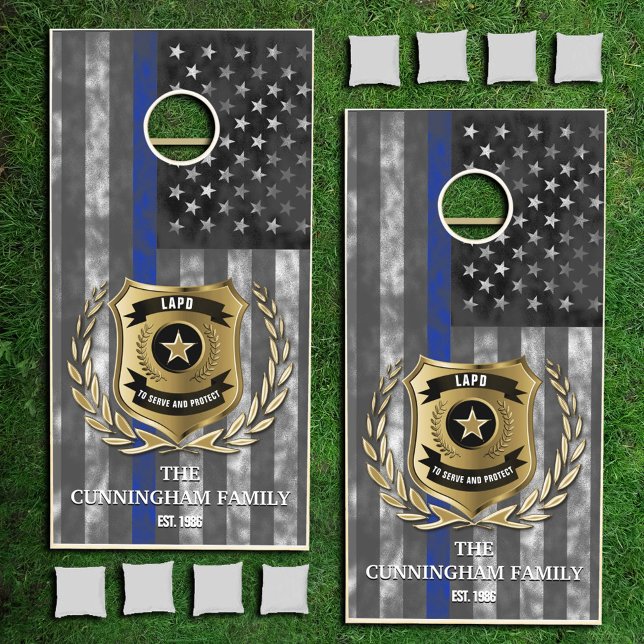 Thin Blue Line Law Enforcement Family Custom Cornhole Set (Creator Uploaded)