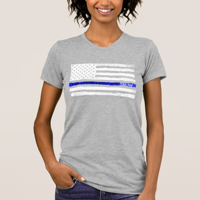 Thin Blue Line Law Enforcement For TRUMP T-Shirt (Front)