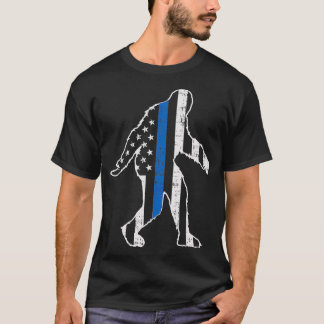 Thin Blue Line Law Enforcement LE Cop US Flag Poli T-Shirt