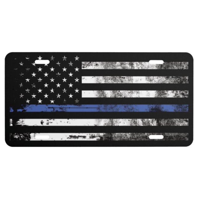 Thin Blue Line Law Enforcement License Plate (Front)