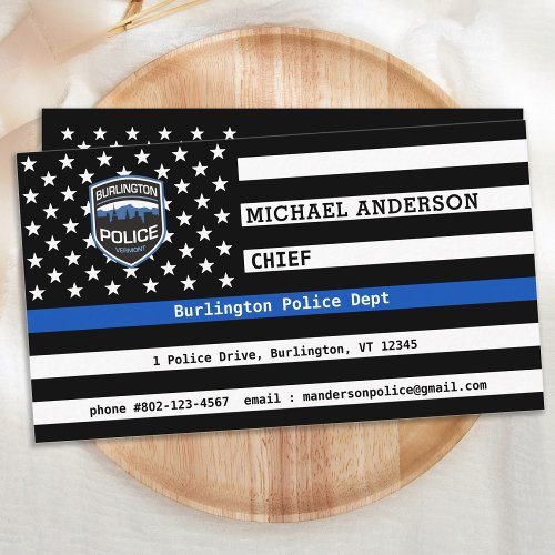 Thin Blue Line Law Enforcement Logo Custom Police  Business Card