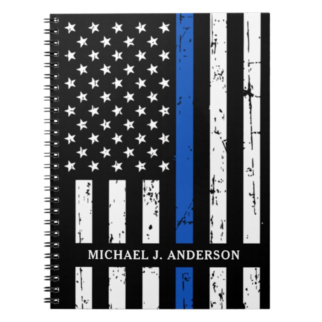 Thin Blue Line Law Enforcement Officer Police Notebook (Front)