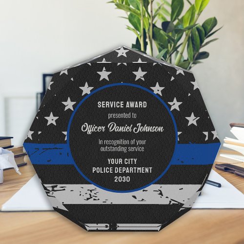 Thin Blue Line _ Law Enforcement _ Police Acrylic Award