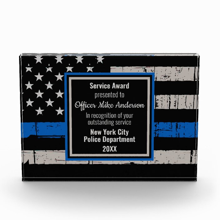 Thin Blue Line - Law Enforcement - Police Acrylic Award | Zazzle.com