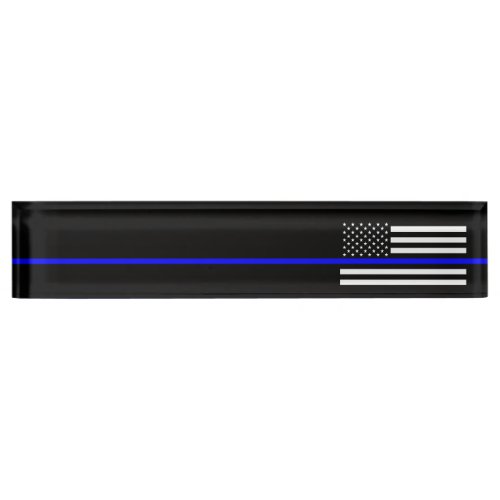 Thin Blue Line _ Law Enforcement Police Flag Desk Name Plate