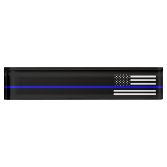 Thin Blue Line Law Enforcement Police Flag Desk Name Plate