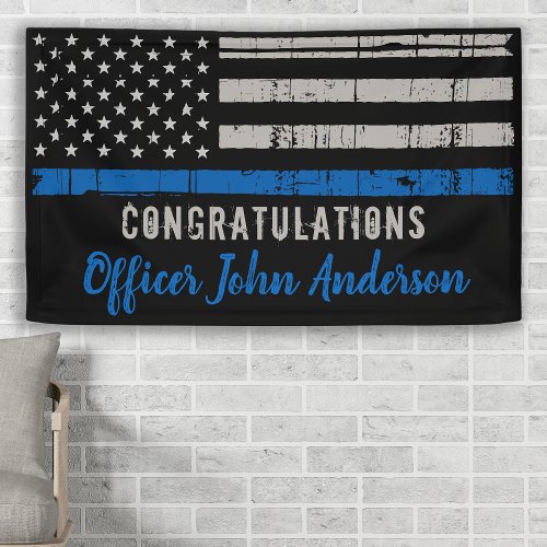 Thin Blue Line Law Enforcement Police Graduation Banner