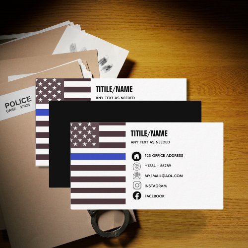 Thin Blue Line Law Enforcement Police Officer Flag Business Card Magnet