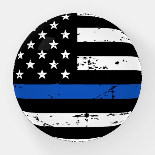 Thin Blue Line Law Enforcement Police Officer Paperweight