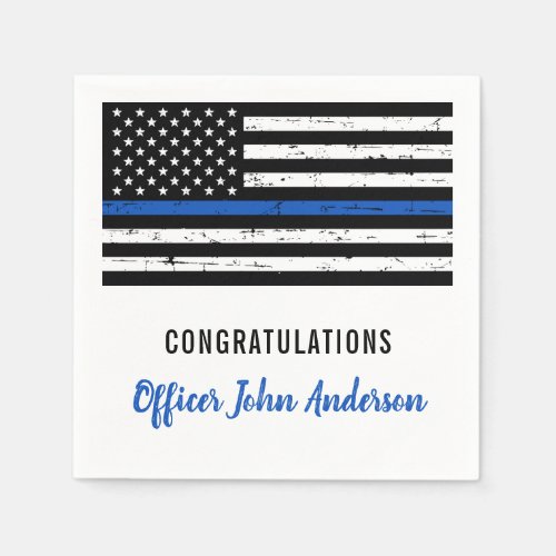 Thin Blue Line Law Enforcement Police Party Napkins