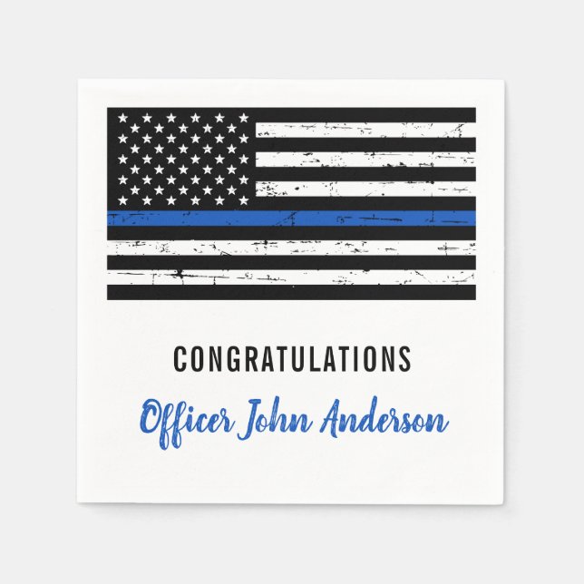 Thin Blue Line Law Enforcement Police Party Napkins (Front)