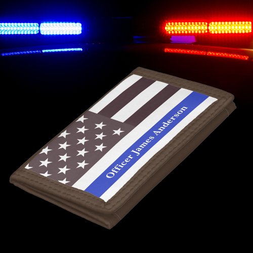 Thin Blue Line Law Enforcement Police Personalized Trifold Wallet