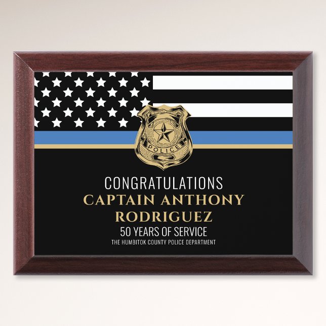 Thin Blue Line Law Enforcement Police Retirement Award Plaque (Thin Blue Line Law Enforcement Police Retirement Award Plaque)