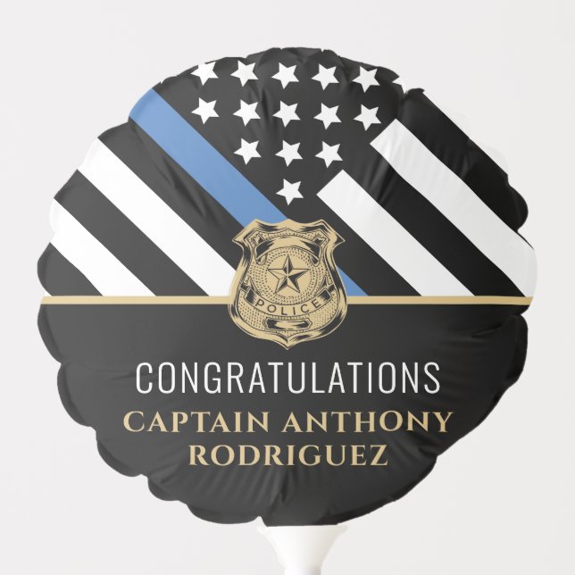 Thin Blue Line Law Enforcement Police Retirement Balloon (Front)