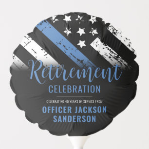 Thin Blue Line Law Enforcement Police Retirement Balloon