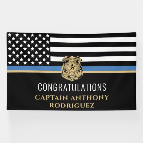 Thin Blue Line Law Enforcement Police Retirement Banner