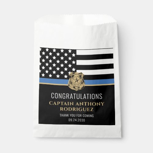 Thin Blue Line Law Enforcement Police Retirement Favor Bag