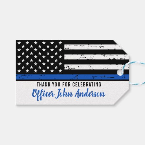 Thin Blue Line Law Enforcement Police Retirement Gift Tags