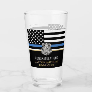 Thin Blue Line Law Enforcement Police Retirement Glass