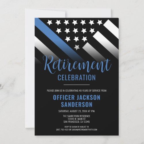 Thin Blue Line Law Enforcement Police Retirement