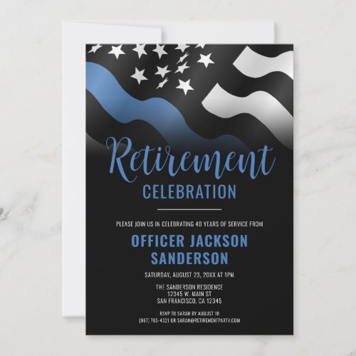Thin Blue Line Law Enforcement Police Retirement