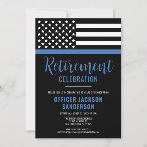 Thin Blue Line Law Enforcement Police Retirement