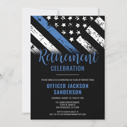 Thin Blue Line Law Enforcement Police Retirement