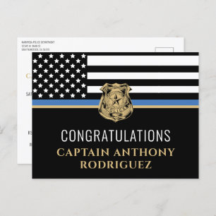 Thin Blue Line Law Enforcement Police Retirement Invitation Postcard
