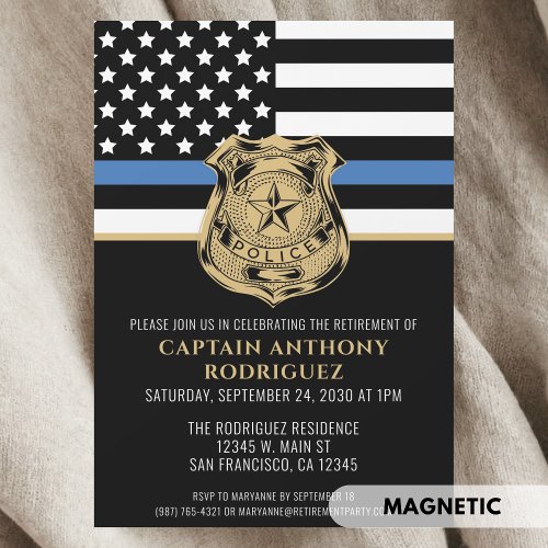 Thin Blue Line Law Enforcement Police Retirement