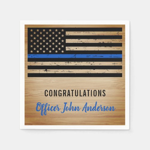 Thin Blue Line Law Enforcement Police Retirement N Napkins