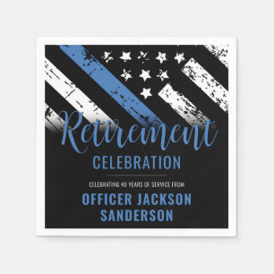 Thin Blue Line Law Enforcement Police Retirement Napkins
