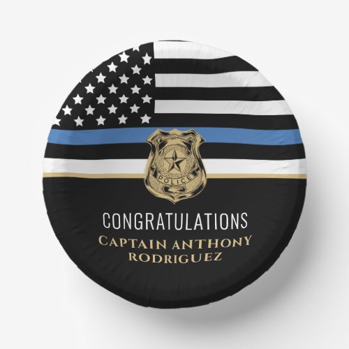 Thin Blue Line Law Enforcement Police Retirement Paper Bowls