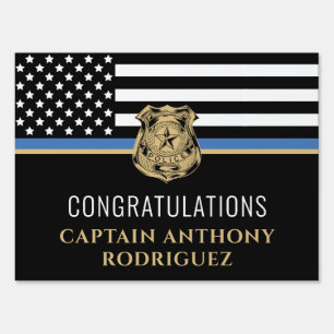 Thin Blue Line Law Enforcement Police Retirement Sign