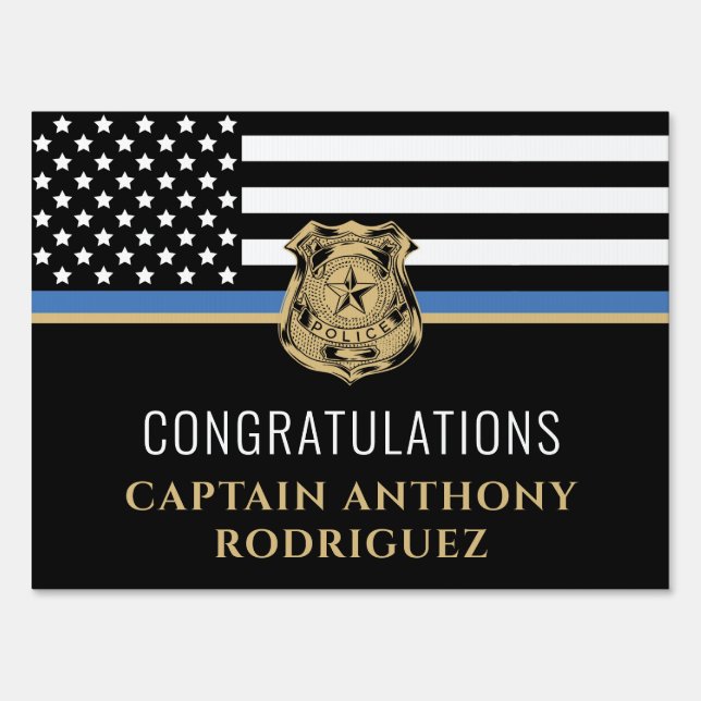 Thin Blue Line Law Enforcement Police Retirement Sign (Front)