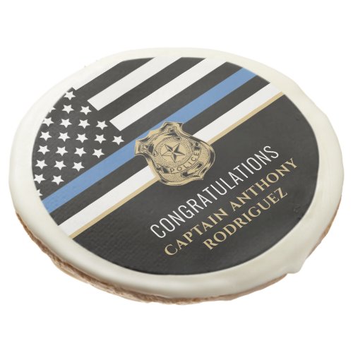 Thin Blue Line Law Enforcement Police Retirement Sugar Cookie