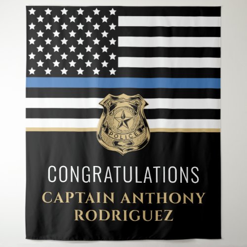 Thin Blue Line Law Enforcement Police Retirement Tapestry