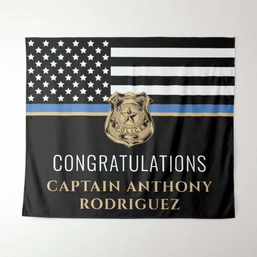 Thin Blue Line Law Enforcement Police Retirement Tapestry