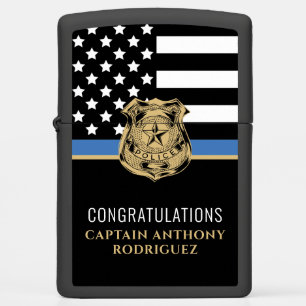 Thin Blue Line Law Enforcement Police Retirement Zippo Lighter