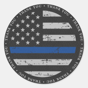 Thin Blue Line Law Enforcement Police Thank You Classic Round Sticker