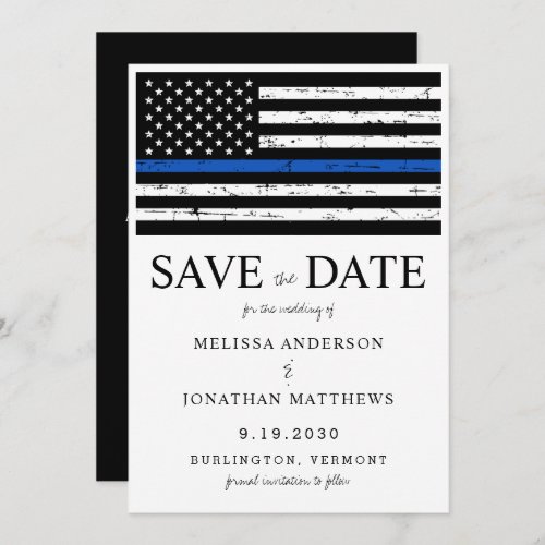 Thin Blue Line Law Enforcement Police Wedding Save The Date