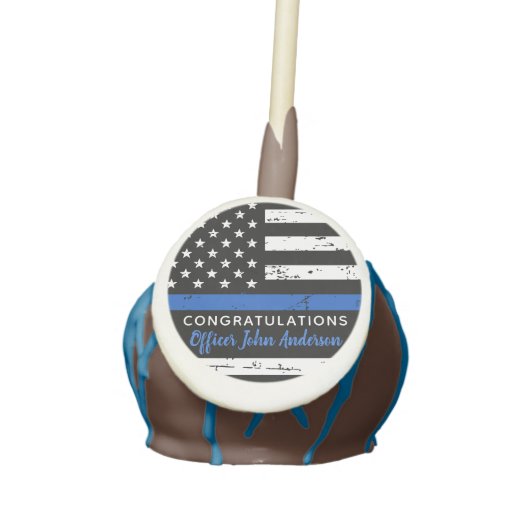 Thin Blue Line Law Enforcement Retirement Police Cake Pops (Front)