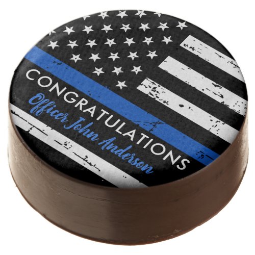 Thin Blue Line Law Enforcement Retirement Police Chocolate Covered Oreo