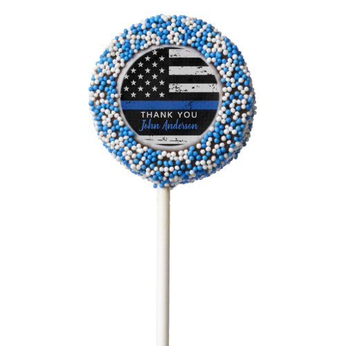 Thin Blue Line Law Enforcement Retirement Police Chocolate Covered Oreo Pop