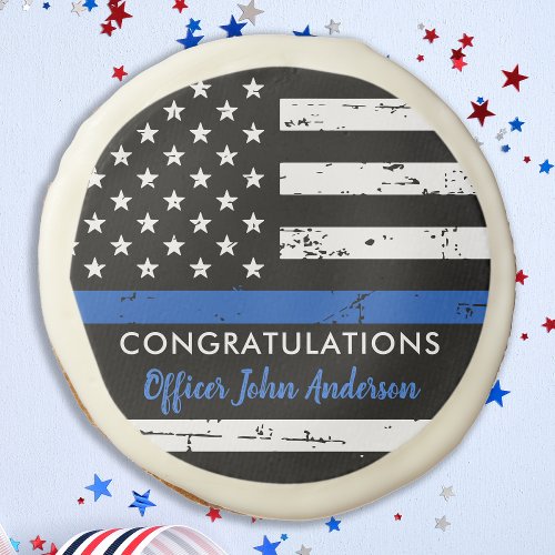 Thin Blue Line Law Enforcement Retirement Police Sugar Cookie