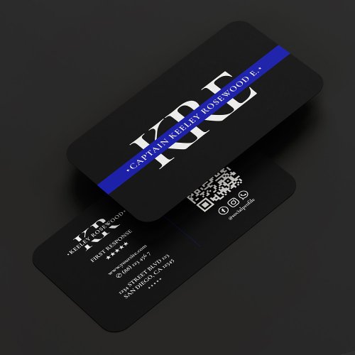 Thin Blue Line Law Police Officer Modern  Business Card