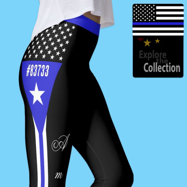 Thin Blue Line leggings, personalized, Police Flag Leggings (Creator Uploaded)