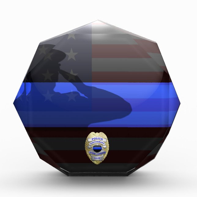 Thin Blue Line Lieutenant Badge Acrylic Award (Front)