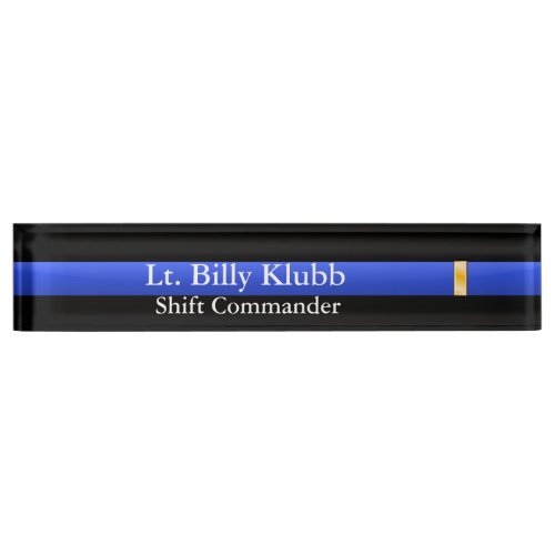 Thin Blue Line _ Lieutenant Rank Desk Name Plate